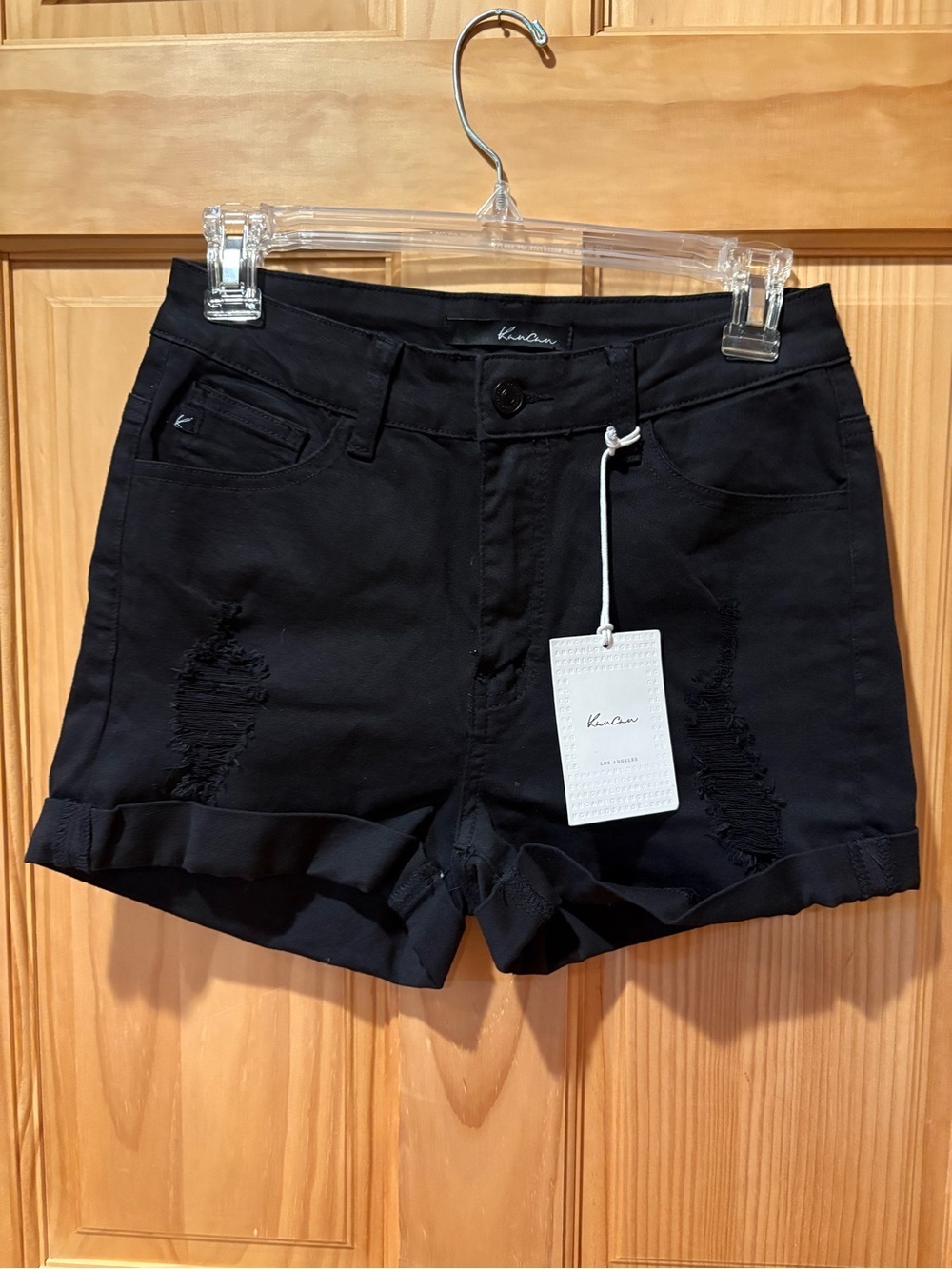 KanCan Black Distressed Cuffed High-Rise Jean Shorts Style KC6036BK
